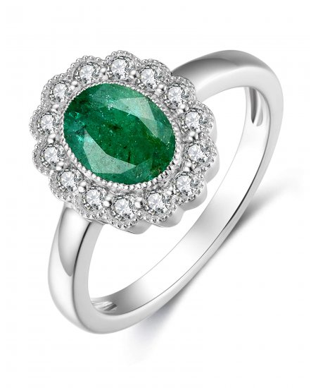 OVAL EMERALD DIAMOND RING (TR3498)